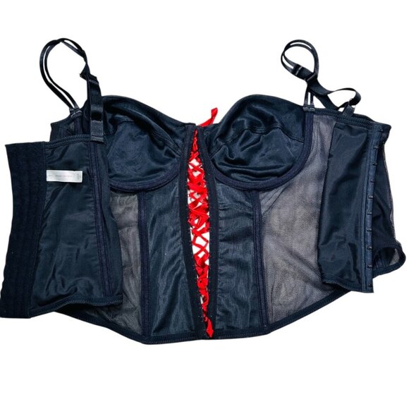 Cacique 42 Black Corset Bow Coquette Cosplay Intimates - Picture 4 of 7